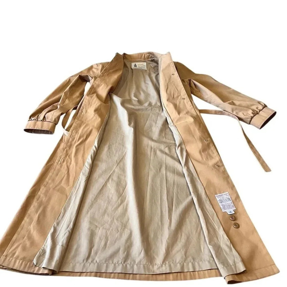 1970 Vintage London Fog Women's Beige Trench Coat Size 16 Long Belted - Picture 8 of 10